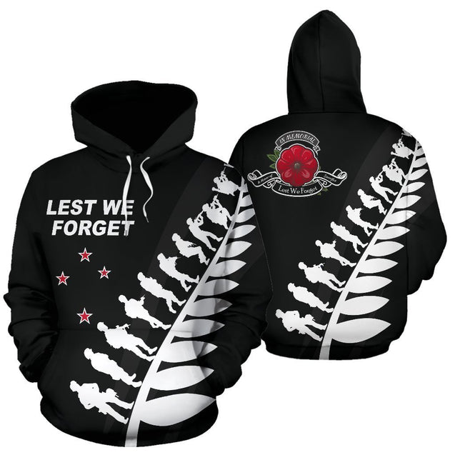 Lest We Forget - New Zealand Hoodie Black K5-Apparel-Khanh Arts-Hoodie-S-Vibe Cosy™