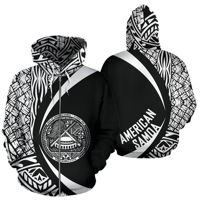 American Samoa Polynesian Hoodie - Circle PL-Apparel-PL8386-Zipped Hoodie-S-Vibe Cosy™