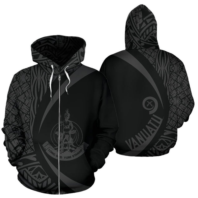 Vanuatu Polynesian Hoodie - Circle Style 04 - J4-Apparel-Phaethon-Zip-S-Vibe Cosy™