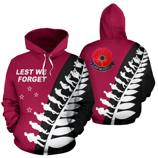 Lest We Forget - New Zealand Hoodie Pink K5-Apparel-Khanh Arts-Hoodie-S-Vibe Cosy™