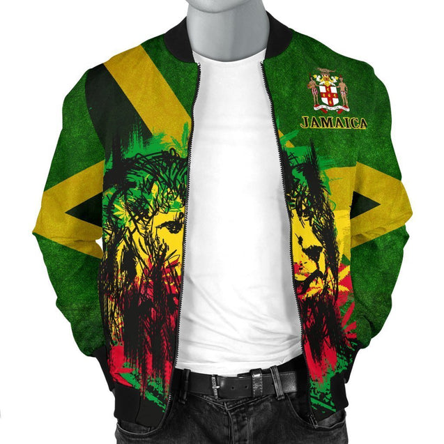 Jamaica - Jamaican Lion Men's Bomber Jacket A7-Phaethon-Men's Bomber Jacket-S-Vibe Cosy™