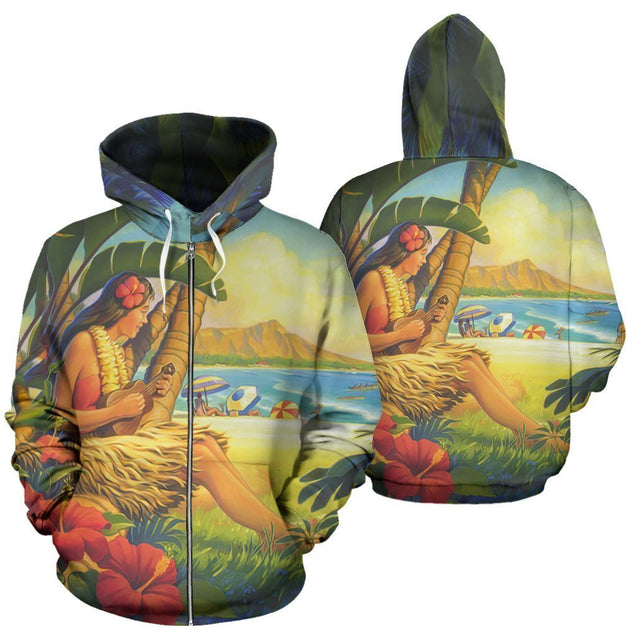 Aloha Hawaii Hoodie K5 1ST PL-Apparel-PL8386-Zipped Hoodie-S-Vibe Cosy™