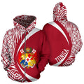 Tonga Coat Of Arm Polynesian Hoodie - Circle Style Red-Apparel-Phaethon-Zipped Hoodie-S-Vibe Cosy™