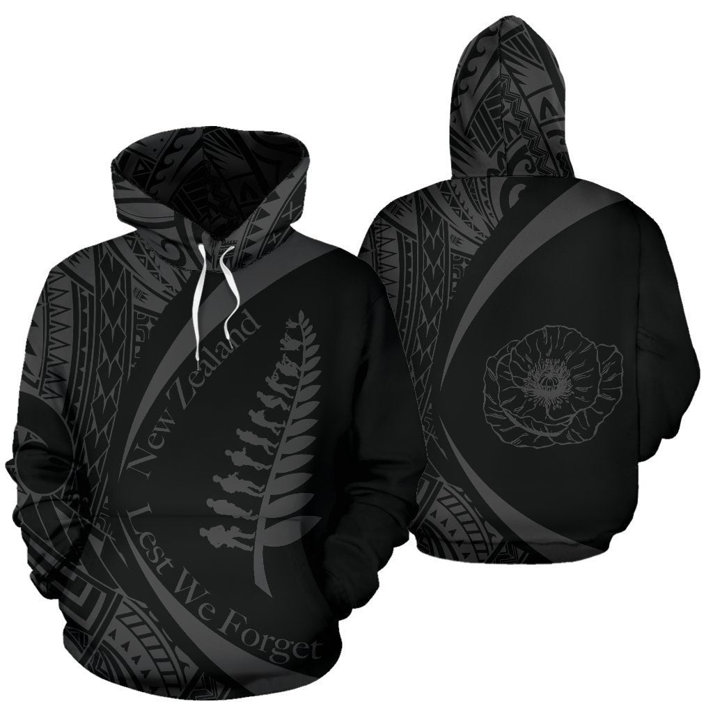 New Zealand Lest We Forget Maori Hoodie Circle Style - Grey J95-Apparel-Khanh Arts-Hoodie-S-Vibe Cosy™