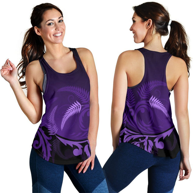 Silver Fern Women's Racerback Tank Purple-WOMENS RACERBACK TANK-HD09-Racerback Tank Top - .-XS-Vibe Cosy™