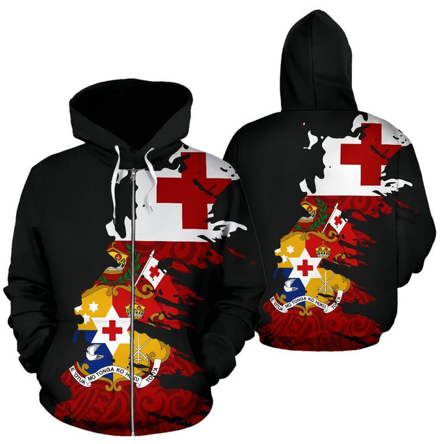 Tonga Hoodie Painting Polynesian Hoodie NNK1204-Apparel-NNK-Zipped Hoodie-S-Vibe Cosy™