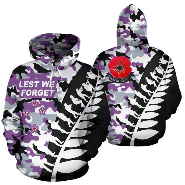 Lest We Forget - New Zealand Hoodie Purple Camo K5-Apparel-Khanh Arts-Hoodie-S-Vibe Cosy™