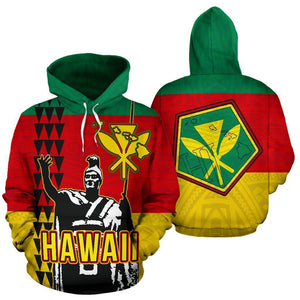 Hawaii King Kamehameha Polynesian Hoodie - AH - J1-Apparel-Phaethon-Hoodie-S-Vibe Cosy™