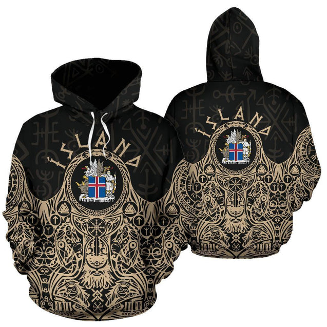 Iceland Vikings Coat of Arms Hoodie Golden-Apparel-HP Arts-Hoodie-S-Vibe Cosy™