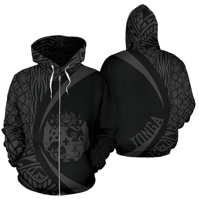 Tonga Polynesian Hoodie - Circle Style 04 J1-Apparel-Phaethon-Zipped Hoodie-S-Vibe Cosy™