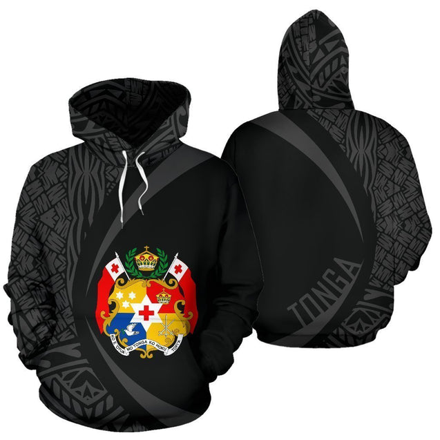 Tonga Coat Of Arms Polynesian Hoodie - Circle Style J1-Apparel-Phaethon-Hoodie-S-Vibe Cosy™