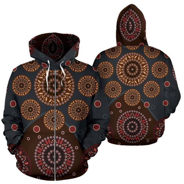 Beautiful Aboriginal All Over Hoodie NNK1447-Apparel-PL8386-Zipped Hoodie-M-Vibe Cosy™