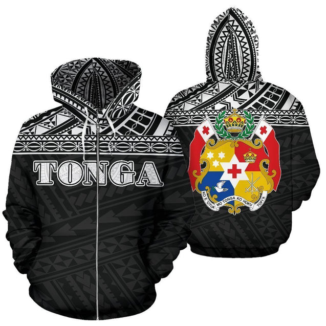 Tonga All Over Hoodie - Polynesian Black Version - BN01-Apparel-Phaethon-Zip-S-Vibe Cosy™