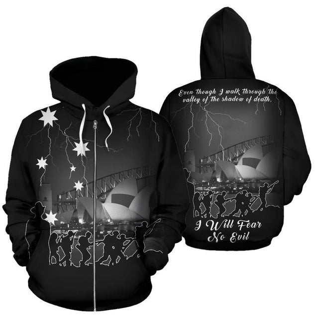 Anzac Australia Lest We Forget Hoodie Sydney Opera House NNK 1440-Apparel-NNK-Zip-Up Hoodie-S-Vibe Cosy™