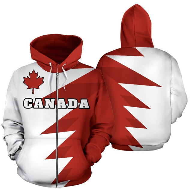 Canada Flag Hoodie Tooth 3d all over printed for men and women PL-Apparel-PL8386-Zipped Hoodie-S-Vibe Cosy™