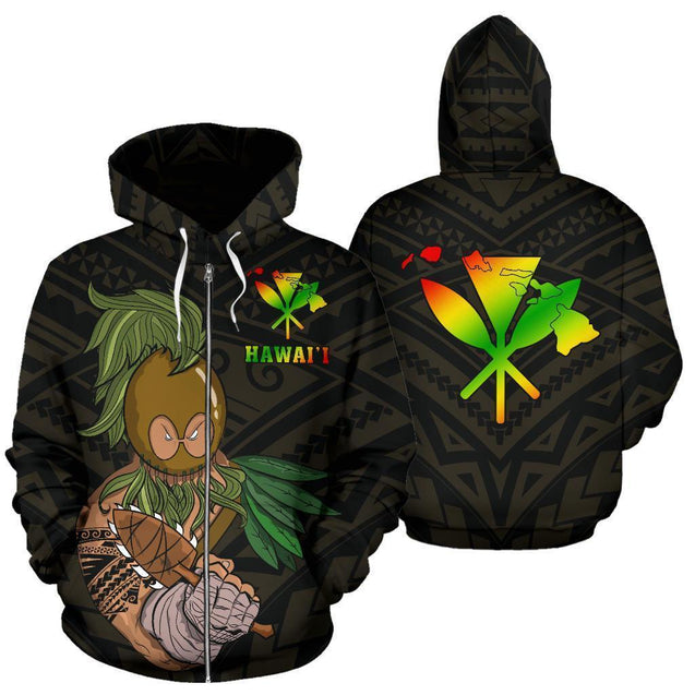 Hawaiian Warrior Fighter Hoodie - AH - J1-Apparel-Phaethon-Zipped Hoodie-S-Vibe Cosy™