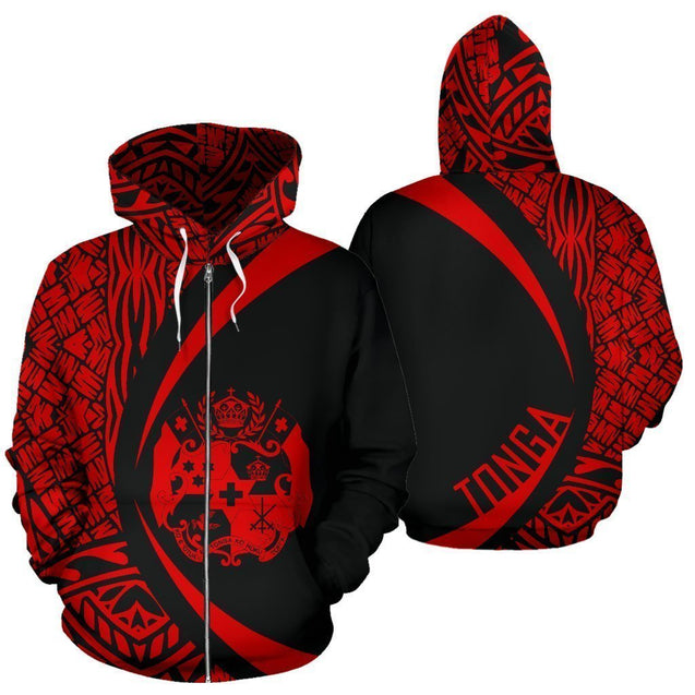 Tonga Polynesian Hoodie - Circle Style 05 J1-Apparel-Phaethon-Zipped Hoodie-S-Vibe Cosy™