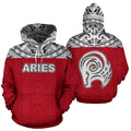 Aries Zodiac - Poly All Over Hoodie Red Version NTH140835-Apparel-NTH-Hoodie-S-Vibe Cosy™