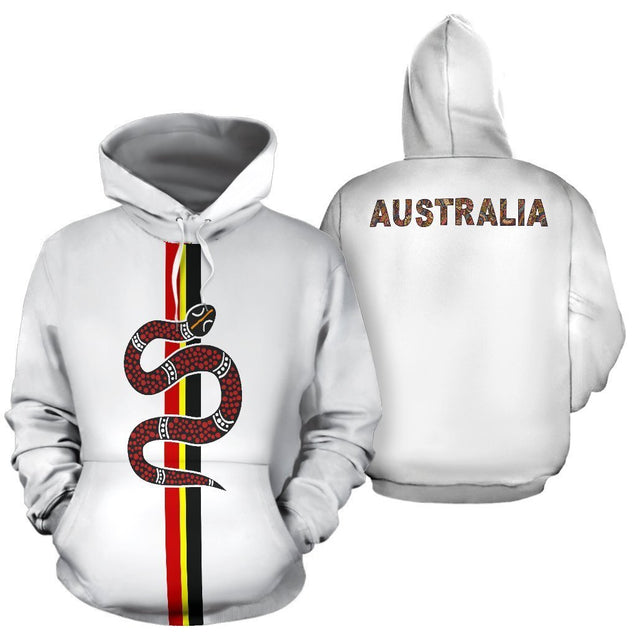 Australia Aboriginal Snake - The Serpent Pullover Hoodie White -NNK1489-Apparel-PL8386-Hoodie-S-Vibe Cosy™