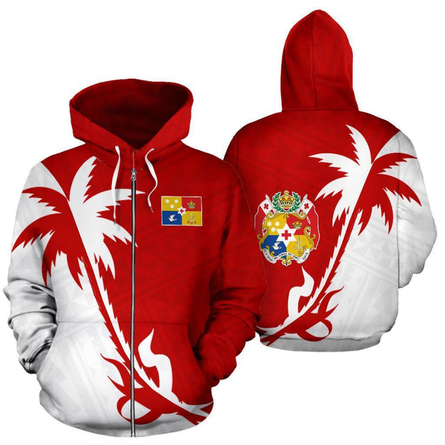 Tonga Coconut Tree Hoodie K4-Apparel-Phaethon-Zipped Hoodie-S-Vibe Cosy™