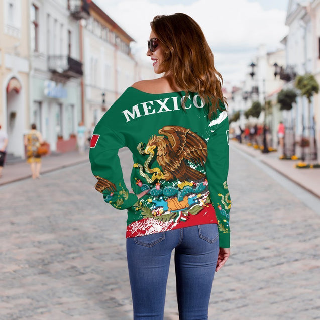 Mexico Special Off Shoulder Sweater A7-WOMENS OFF SHOULDER SWEATERS-Phaethon-Women's Off Shoulder Sweater - .-2XS-Vibe Cosy™