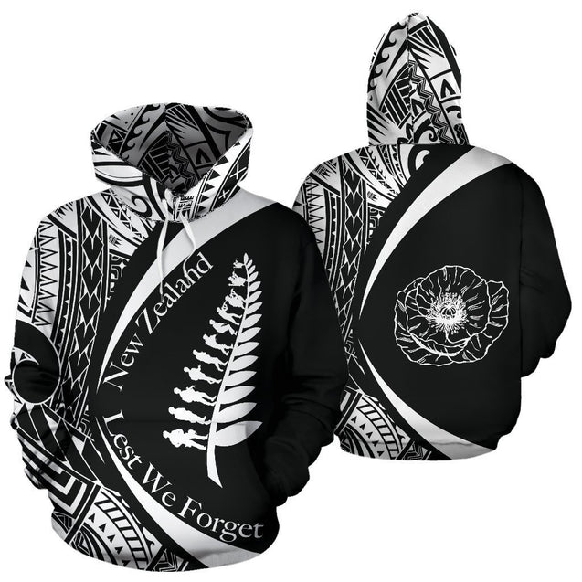 New Zealand Lest We Forget Maori Hoodie Circle Style - White PL-Apparel-PL8386-Hoodie-S-Vibe Cosy™