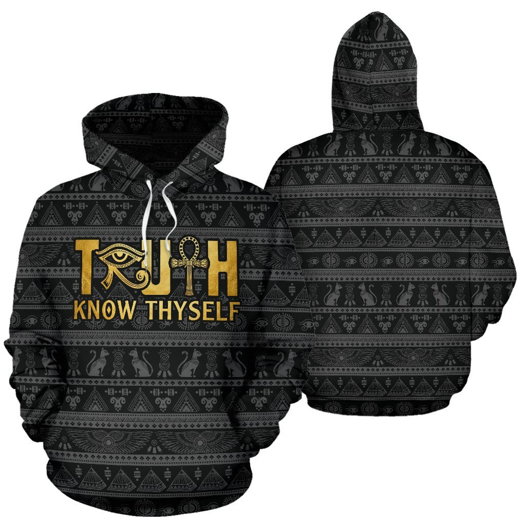 African Hoodie - African Truth Know Thyself Hoodie-ALL OVER PRINT HOODIES-HPArt-Men-S-Black-Vibe Cosy™