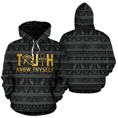 African Hoodie - African Truth Know Thyself Hoodie-ALL OVER PRINT HOODIES-HPArt-Men-S-Black-Vibe Cosy™