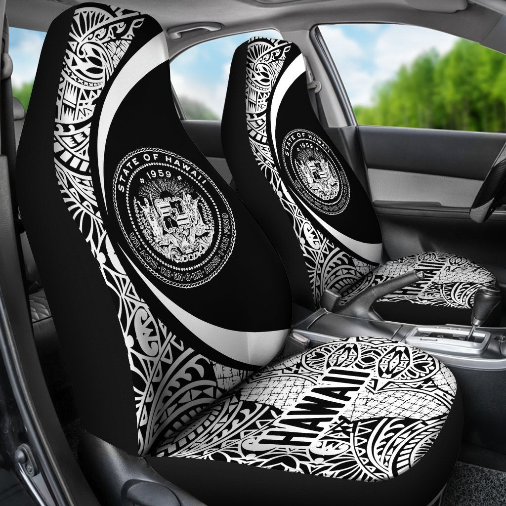 Hawaii Coat Of Arm Polynesian Car Seat Covers - Circle Style 01 J1-CAR SEAT COVERS-Alohawaii-Car Seat Covers-Universal Fit-White-Vibe Cosy™