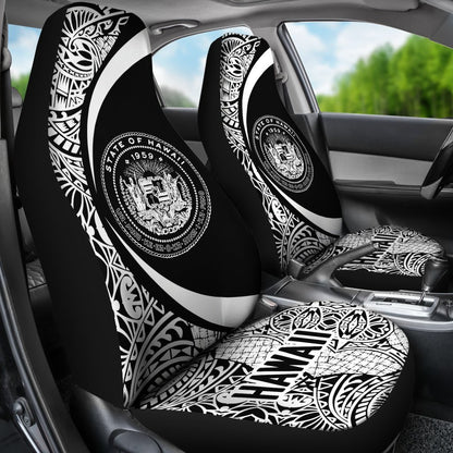Hawaii Coat Of Arm Polynesian Car Seat Covers - Circle Style 01 J1-CAR SEAT COVERS-Alohawaii-Car Seat Covers-Universal Fit-White-Vibe Cosy™