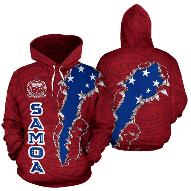 Made By Samoa Hoodie Polynesian K5-ALL OVER PRINT HOODIES (P)-Phaethon-Hoodie-S-Red-Vibe Cosy™