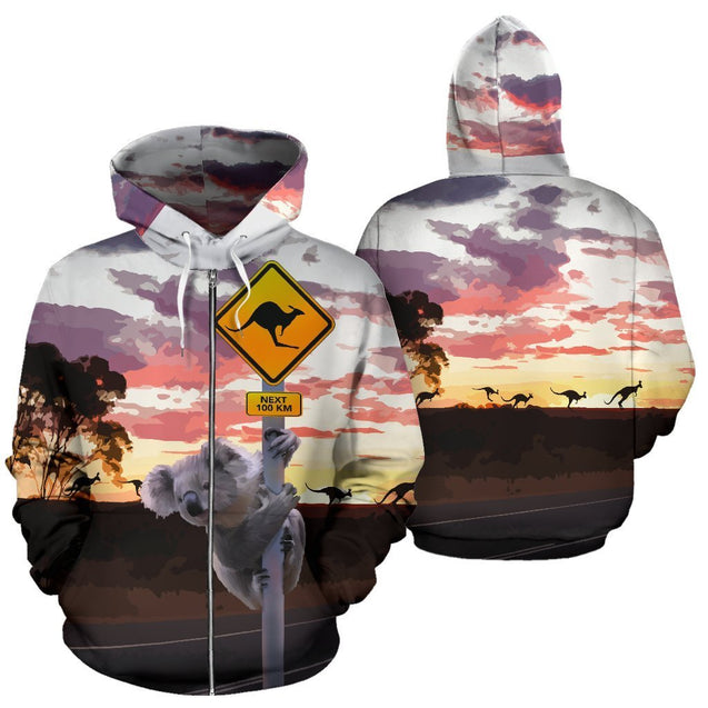 Zip Up Hoodie Australia Koala And Kangaroo Sign™ K5-ALL OVER PRINT ZIP HOODIES (P)-HP Arts-Zip-Up Hoodie-S-Vibe Cosy™