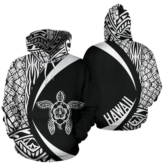 Hawaii Turtle Polynesian Hoodie - Circle Style White Color - AH - J9-ALL OVER PRINT ZIP HOODIES (P)-Phaethon-Hoodie-S-Vibe Cosy™