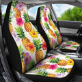 Cool Pineapple And Hibiscus Car Seat Covers - AH - K5-CAR SEAT COVERS-Alohawaii-Car Seat Covers-Universal Fit-White-Vibe Cosy™