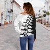 Aotearoa Silver Fern Koru Style Off Shoulder Sweater Black White K4-WOMENS OFF SHOULDER SWEATERS-HD09-Women's Off Shoulder Sweater - .-2XS-Vibe Cosy™