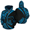 Hawaii Polynesian Tribal Hoodie - Circle Style Blue Color 2.0 - AH-ALL OVER PRINT HOODIES (P)-Phaethon-Zip-Up Hoodie-S-Vibe Cosy™