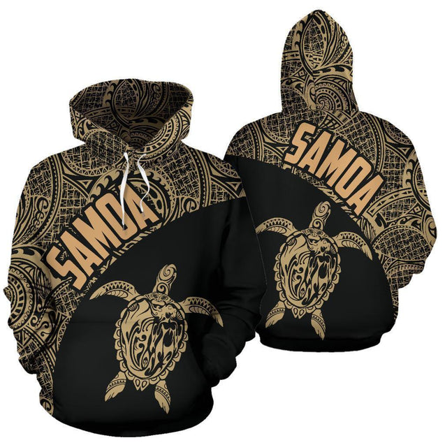 Samoa Hoodie Turtle Mermaid Polynesian Gold-ALL OVER PRINT HOODIES (P)-Phaethon-Hoodie-S-Vibe Cosy™