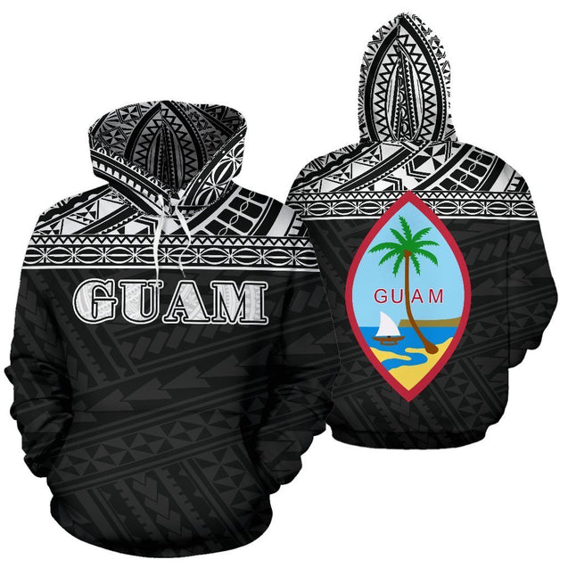 Guam All Over Hoodie - Polynesian Black Version-ALL OVER PRINT HOODIES-HP Arts-Hoodie-S-Vibe Cosy™