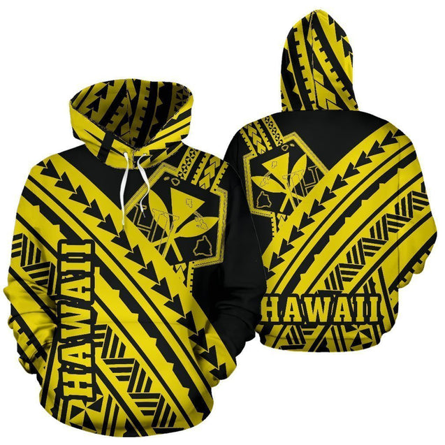 Hawaii Kanaka Polynesian Hoodie - Poly Style Yellow - AH - J1-ALL OVER PRINT HOODIES (P)-Phaethon-Hoodie-S-Vibe Cosy™