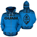 Guam All Over Zip-Up Hoodie - Polynesian Blue And Black-ALL OVER PRINT ZIP-UP HOODIES-HP Arts-Zip-Up Hoodie-S-Blue And Black-Vibe Cosy™