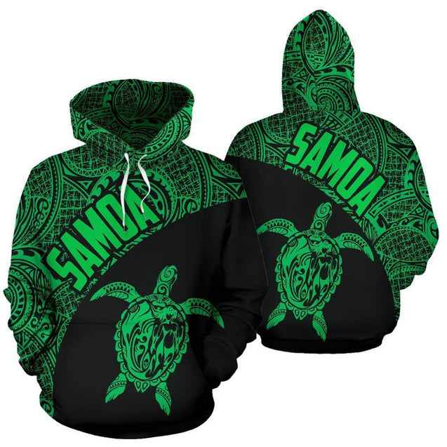 Samoa Hoodie Turtle Mermaid Polynesian Green-ALL OVER PRINT HOODIES (P)-Phaethon-Hoodie-S-Vibe Cosy™