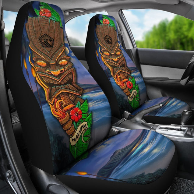 Tiki Car Seat Covers - AH - TH3-CAR SEAT COVERS-Alohawaii-Car Seat Covers-Universal Fit-White-Vibe Cosy™