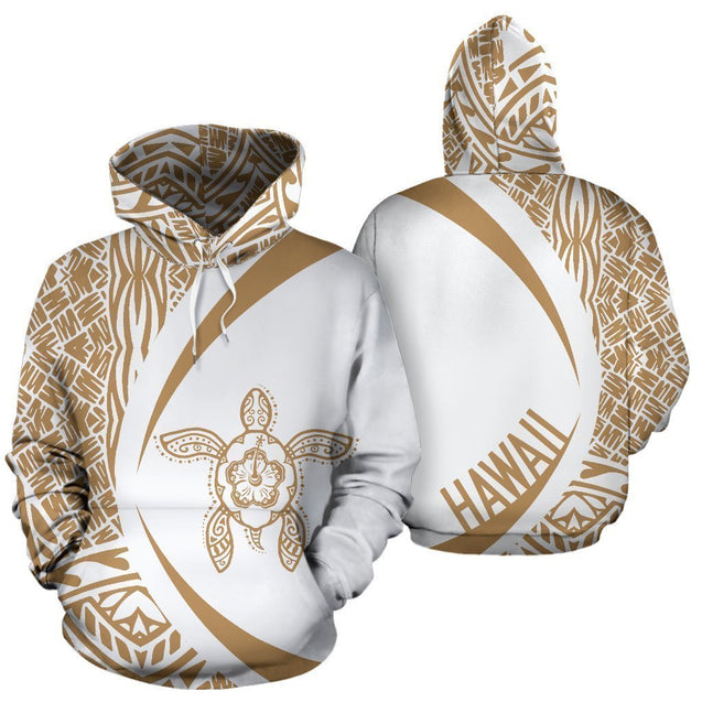 Hawaii Turtle Polynesian Hoodie - Circle Style Golden And White - AH - J9-ALL OVER PRINT HOODIES (P)-Phaethon-Hoodie-S-Vibe Cosy™