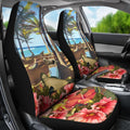 Hawaii Hibiscus Monk Seal Car Seat Covers - AH-CAR SEAT COVERS-Alohawaii-Car Seat Covers-Universal Fit-White-Vibe Cosy™