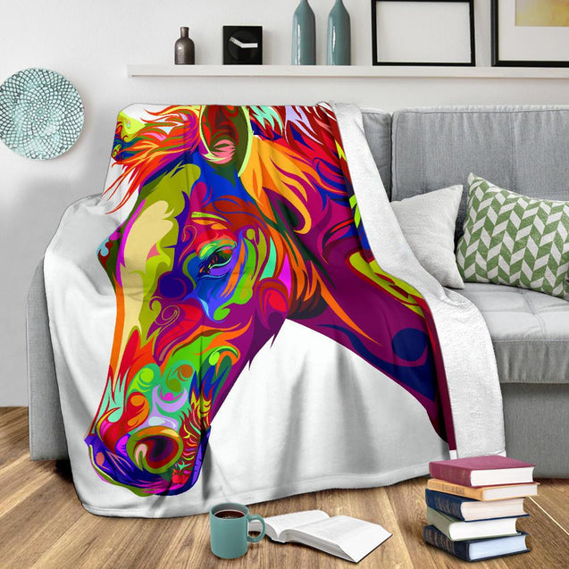 Cavallo Colorato/Bianco - Coperta in Pile -Amaze Style™-Premium BlanketCavallo Colorato/Bianco - Coperta in Pile -Youth (56 x 43 inches / 140 x 110 cm)-Vibe Cosy™