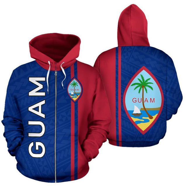 Guam All Over Zip-Up Hoodie - Polynesian Straight Version-ALL OVER PRINT ZIP-UP HOODIES-HP Arts-Zip-Up Hoodie-S-Blue-Vibe Cosy™