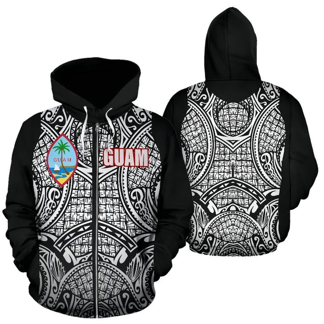 Guam All Over Zip-Up Hoodie - Polynesian Outside-ALL OVER PRINT ZIP-UP HOODIES-HP Arts-Zip-Up Hoodie-S-White-Vibe Cosy™