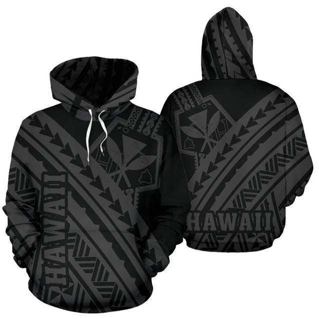 Hawaii Kanaka Polynesian Hoodie - Poly Style Gray - AH - J1-ALL OVER PRINT HOODIES (P)-Phaethon-Hoodie-S-Vibe Cosy™