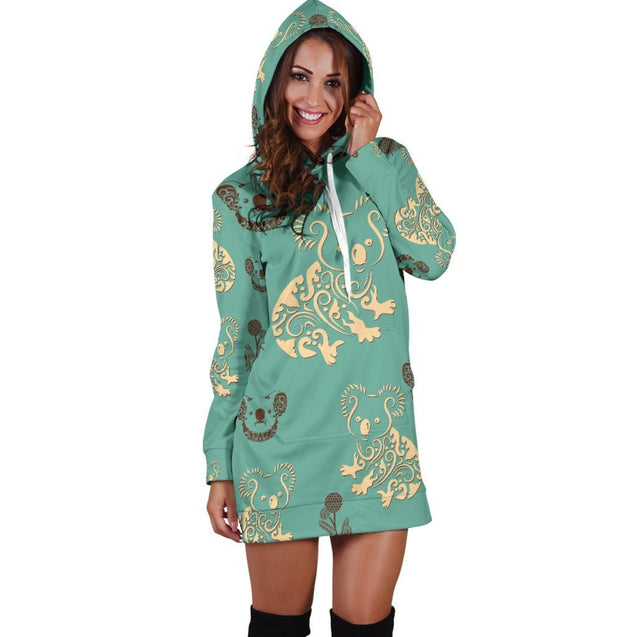 Australia Koala Women's Hoodie Dress NN8-HOODIE DRESSES-HP Arts-Hoodie Dress-XS-Vibe Cosy™