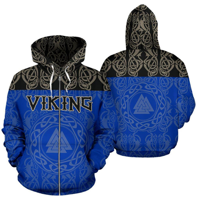 Viking All Over Zip-Up Hoodie - Valknut - BN10-ALL OVER PRINT ZIP HOODIES (P)-HP Arts-Zip-Up Hoodie-S-Vibe Cosy™
